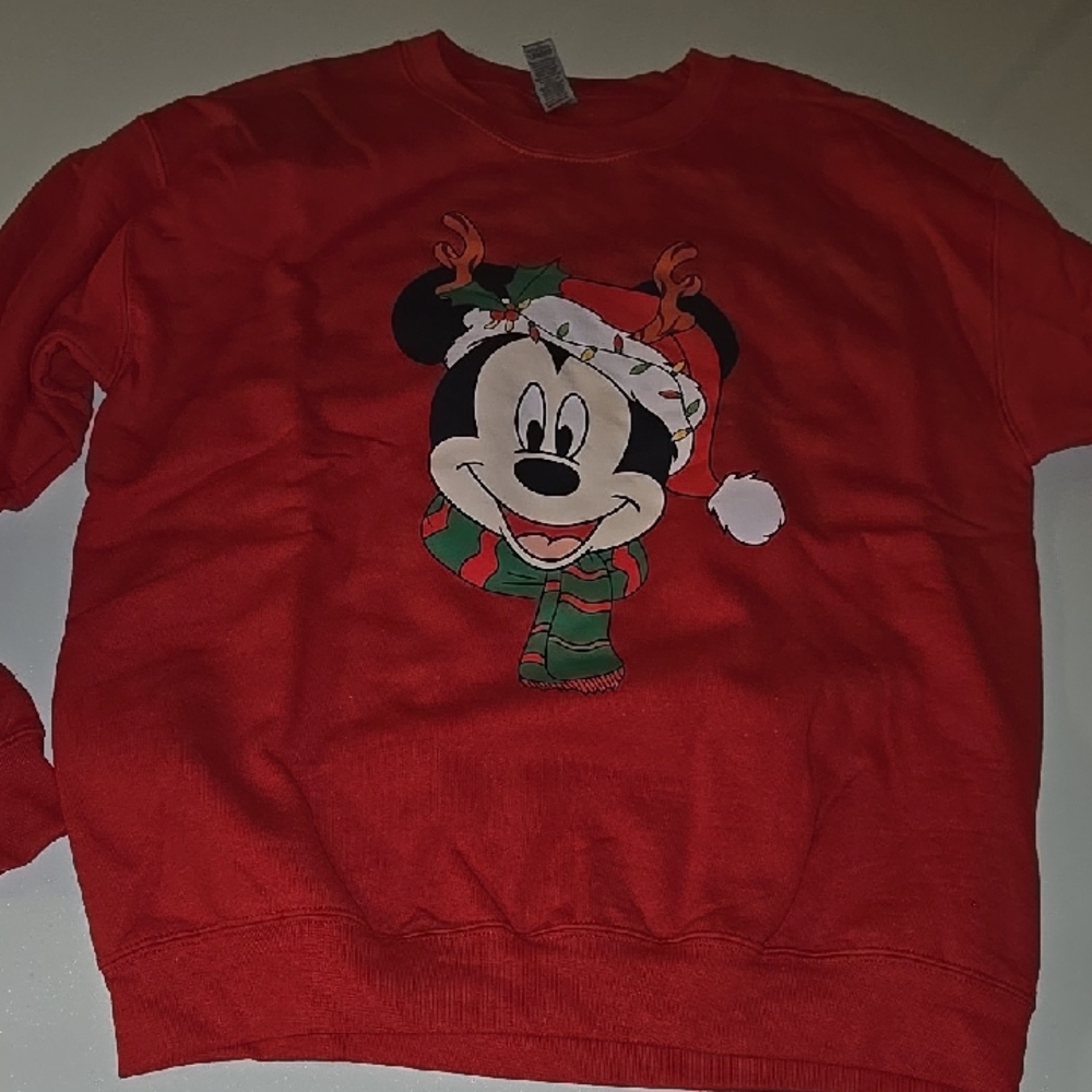 Disney Festive Red Sweatshirt with Mickey Design